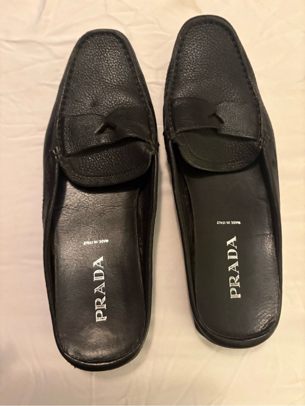 Prada Black Pebbled Leather Penny Loafers for Women - Picture 3 of 5